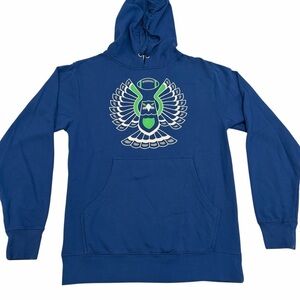 Seahawks-Inspired Blue Hoodie | Pacific Northwest Tribal Graphic | Unisex S